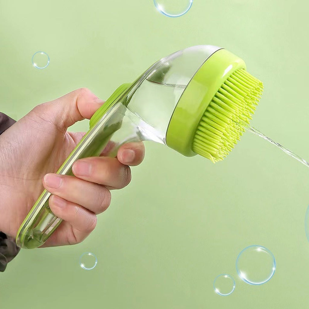 Vorlia · Cepillo de baño verde de silicona con depósito de champú (1)
