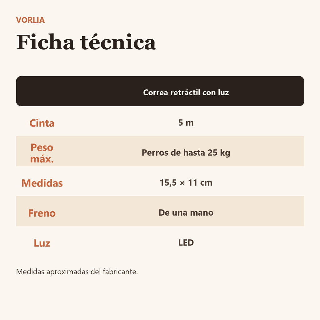 Vorlia · Correa retráctil de 5 metros con linterna LED integrada (4)