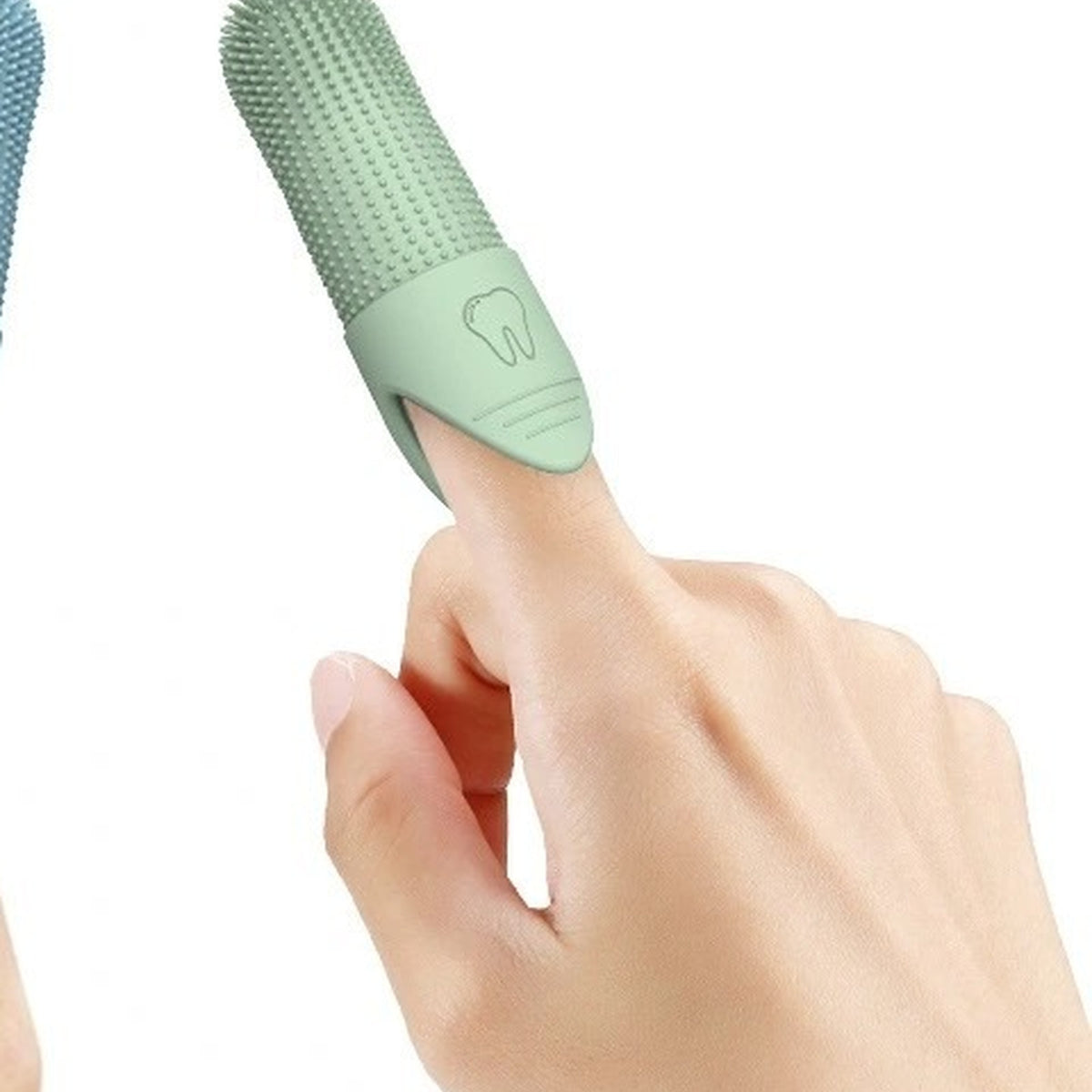 Vorlia · Cepillo de dientes de dedo de silicona verde con cerdas 360 grados (3)