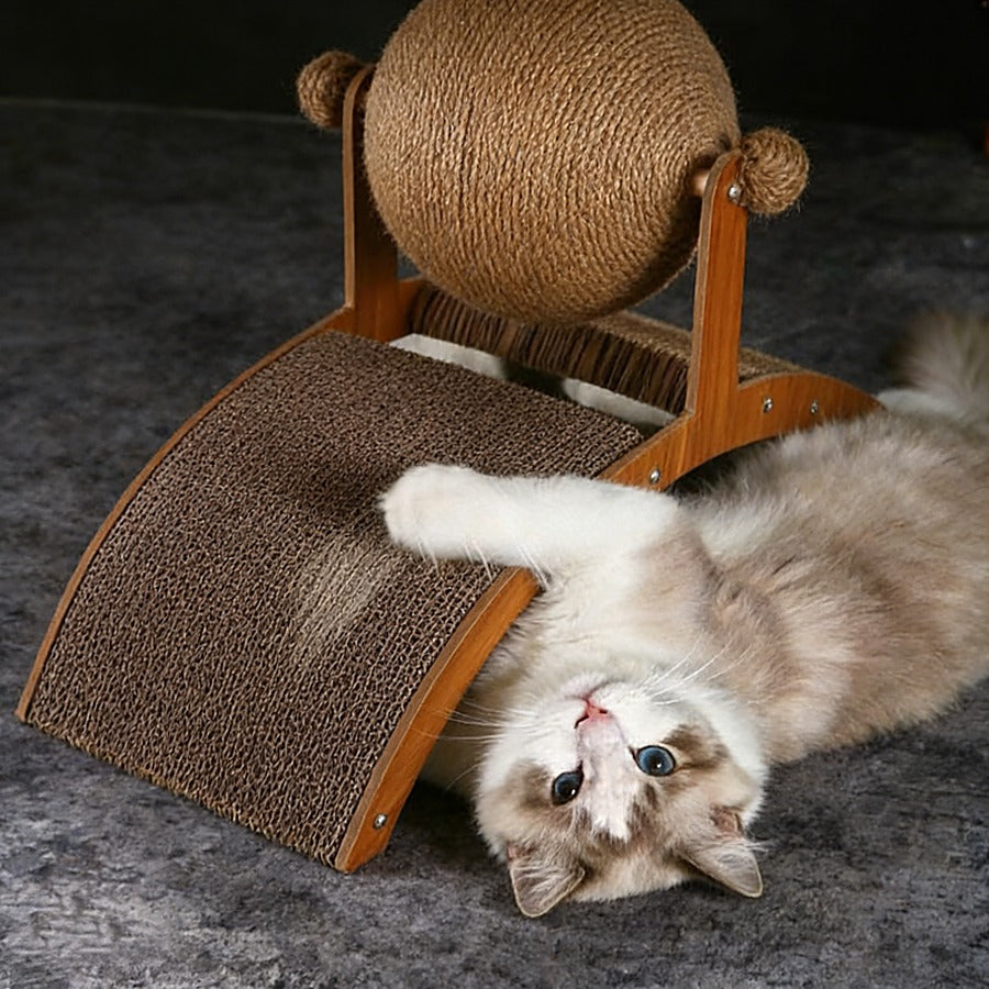 Vorlia · Rascador para gatos en forma de arco con bola giratoria de cuerda y estructura de madera (2)