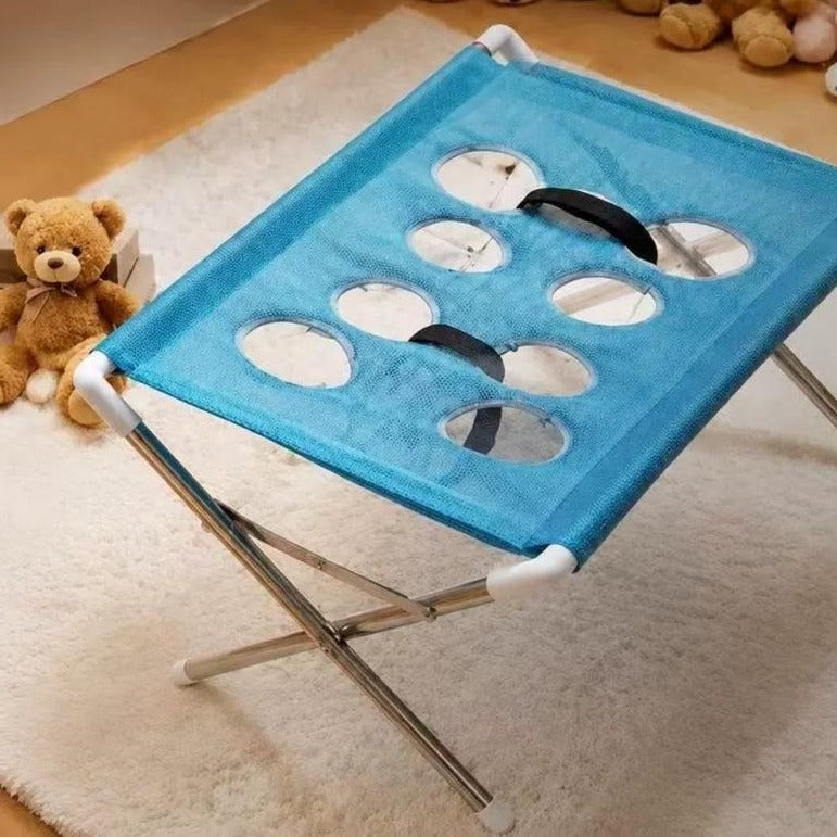 Vorlia · Soporte plegable de malla azul y patas de acero para bañar y asear mascotas (3)