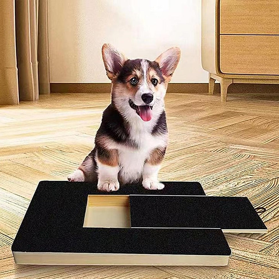 Vorlia · Tabla de madera con lija para que el perro se lime las uñas, con cajón de premios (2)
